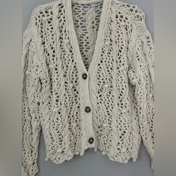 Zara: Women’s Crochet Button Up Sweater- Size Medium - Picture 2 of 10